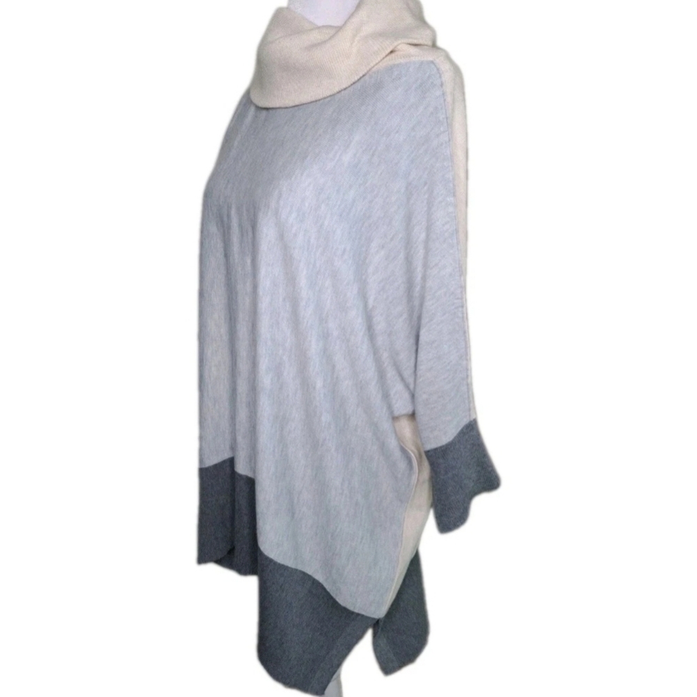 White House Black Market Cowl Neck Dolman 3/4 Slv Sweater Gray Tan Medium